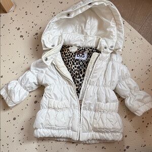 D&G Cream Puffer Jacket with Leopard Interior